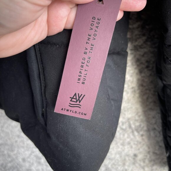 ATWYLD Jacket Womens Large Black Cropped Puffer Quilted Zip Front High Collar - Picture 8 of 8